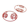 AE115405 Lot de 4 Estampes pendentif filigrane Fleur de Lotus dans Cercle 27 mm Cuivre coloris Rouge