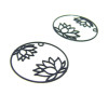 AE115405 Lot de 4 Estampes pendentif filigrane Fleur de Lotus dans Cercle 27 mm Cuivre coloris Bleu Gris