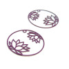 AE115405 Lot de 4 Estampes pendentif filigrane Fleur de Lotus dans Cercle 27 mm Cuivre coloris Violet