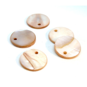 Pendentifs Nacre Pastilles 15mm couleur Beige