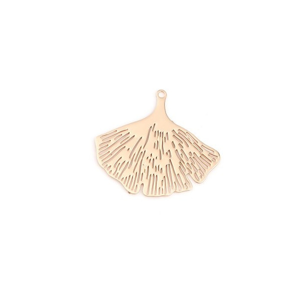 PS110239225 PAX 5 Estampes pendentifs Feuille Ginkgo Biloba Filigrane 25mm métal couleur Doré