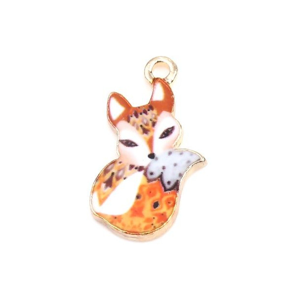 Pendentifs, breloques Petit Renard, résine Emaillé 19 mm métal Doré