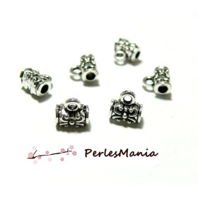 Bélières Tube Fleurs 7x7x4mm – Métal Argent Antique