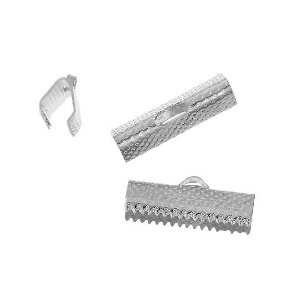 S11129732 PAX 50 Griffe Pince Attache Ruban 20mm ARGENT PLATINE embouts, serre fils