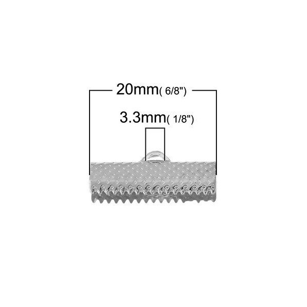 S11129732 PAX 50 Griffe Pince Attache Ruban 20mm ARGENT PLATINE embouts, serre fils