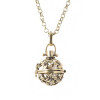 PS11145710 PAX 1 Sautoir de 80cm Pendentif Cage Bola de Grossesse Multi Fleurs 16 mm cuivre couleur Bronze