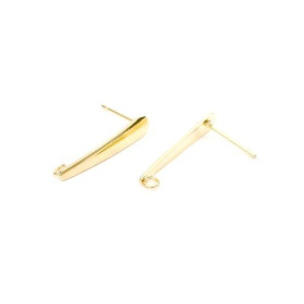 Boucles d'oreille puce Tige 20 mm avec trou Acier Inoxydable 304 couleur Doré