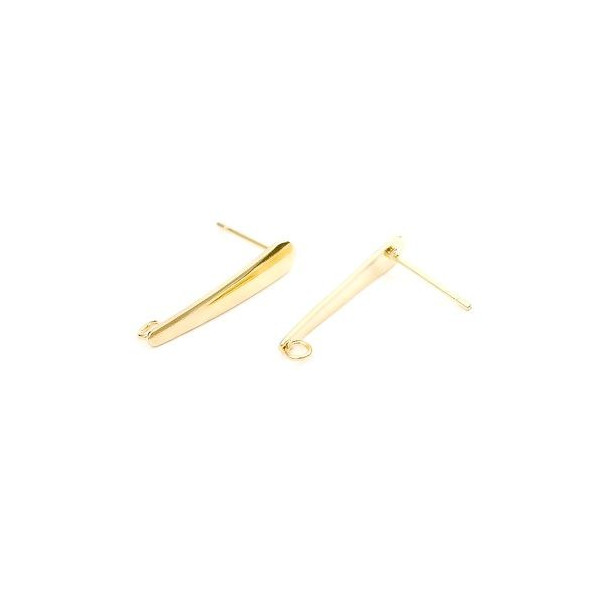 Boucles d'oreille puce Tige 20 mm avec trou Acier Inoxydable 304 couleur Doré
