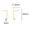 Boucles d'oreille puce Tige 20 mm avec trou Acier Inoxydable 304 couleur Doré