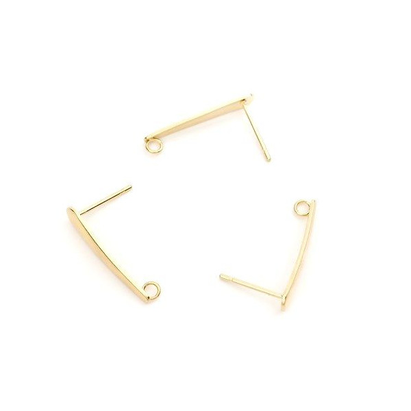 Boucles d'oreille puce Tige 20 mm avec trou Acier Inoxydable 304 couleur Doré