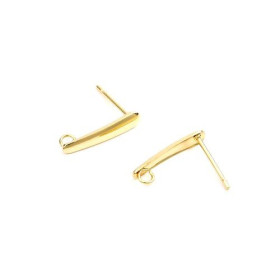 Boucles d'oreille puce Tige 15 mm avec trou, Acier Inoxydable 304 finition Doré