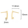 Boucles d'oreille puce Tige 15 mm avec trou, Acier Inoxydable 304 finition Doré
