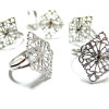 Supports de bague rétro dentelle métal Argent Platine