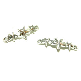 20 CONNECTEURS LIENS 3 ETOILES ARGENT PLATINE 38x13mm ref 353, DIY