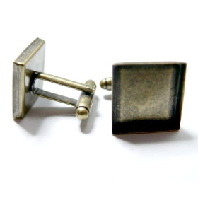 Supports Boutons de Manchettes CARRE 16mm – Laiton Bronze Bord Épais