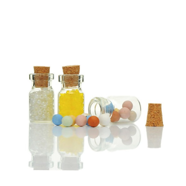 PS1179407 – Lot de 5 ou 10 Flacons Mini Fioles en Verre 30mm x 22mm avec Bouchon Liège