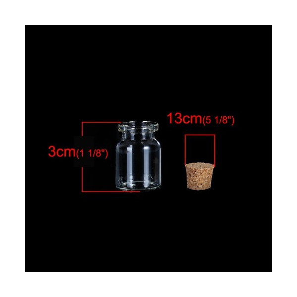 Fiole en verre 30mm par 22 mm