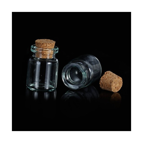 PS1179407 – Lot de 5 ou 10 Flacons Mini Fioles en Verre 30mm x 22mm avec Bouchon Liège