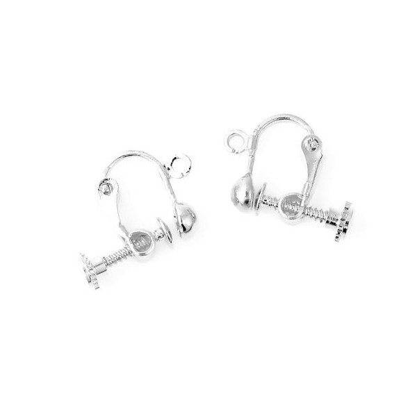 PS110102805 PAX 4 Boucles d'oreille Clip à vis avec attache Cuivre couleur Argent Vif