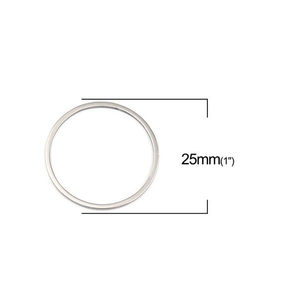 Pendentifs connecteur Cercle 25 mm en Acier Inoxydable 304 coloris Argent