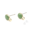 Supports de Boucles d’Oreilles Puce Ronde Style Émaillé Vert sur Support Doré