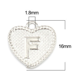 S11658558 PAX 26 Pendentifs Breloques Alphabet Coeur métal couleur Argent Vif