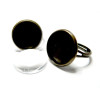 4 pièces: 2 supports de bague bronze16mm et 2 cabochons