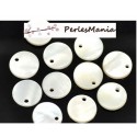 H0258 PAX 30 Perles Pendentifs Nacres Pastilles 8mm Blanche Crème
