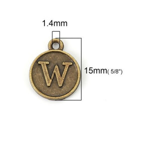 S110120207 PAX 26 Pendentifs Breloques Alphabet métal couleur Bronze