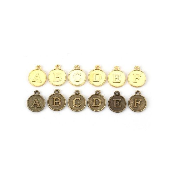S110120207 PAX 26 Pendentifs Breloques Alphabet métal couleur Bronze