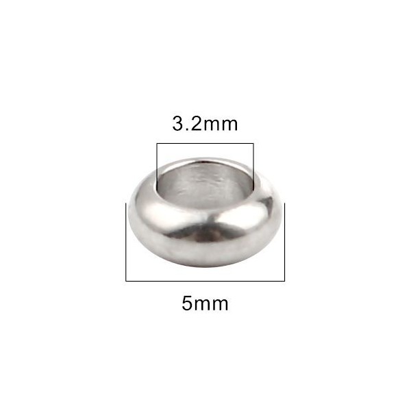PS11657774 PAX: 20 perles Intercalaire Rondelle 5mm ACIER INOXYDABLE