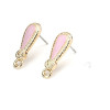 Supports Boucle d'Oreille Puce Goutte Émaillée Rose Doré avec Attache
