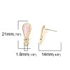 Supports Boucle d'Oreille Puce Goutte Émaillée Rose Doré avec Attache