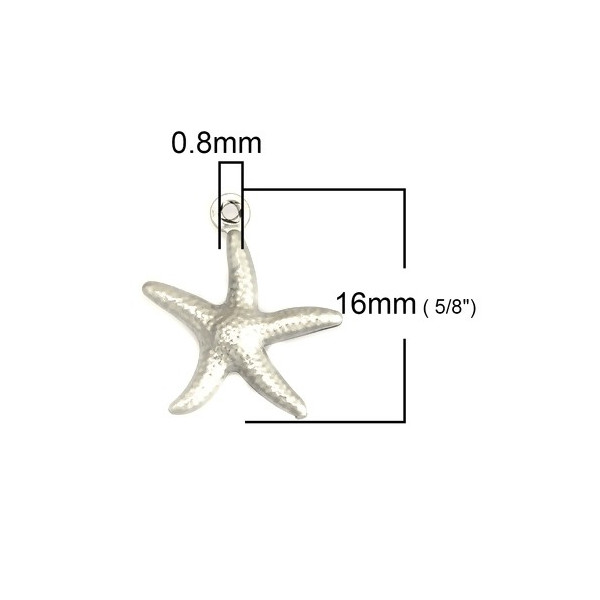 S11223359 PAX 20 Pendentifs breloques Etoiles de Mer 16 mm en Acier Inoxydable 304 pour bijoux raffinés