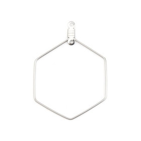 pendentifs Anneaux Connecteur fermé Hexagone 40 mm Acier Inoxydable couleur Argent Platine