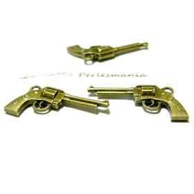 10 pendentifs beau pistolet ref 2D1316 BR