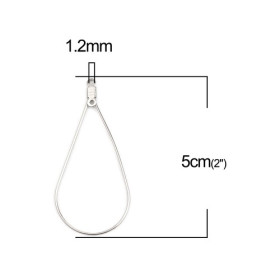 Pendentifs Anneaux Connecteur fermé Goutte 50 mm Acier Inoxydable couleur Argent Platine