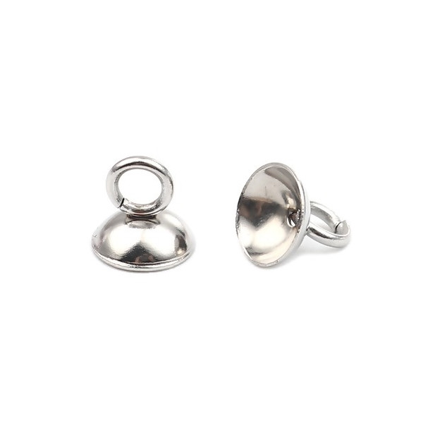 Embouts à coller cloche 6mm, Acier Inoxydable 304 finition Argenté