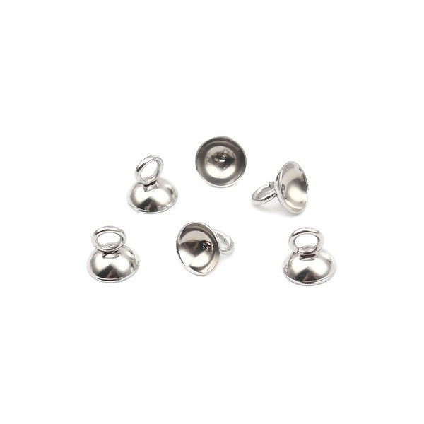 Embouts à coller cloche 6mm, Acier Inoxydable 304 finition Argenté