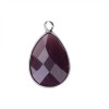 PS110102265 PAX 2 pendentifs Goutte de Verre Violet Bordeaux Opaque 22 mm métal Argenté