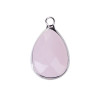 Pendentifs Goutte de Verre Rose pale Opaque 22 mm métal Argenté
