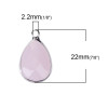 Pendentifs Goutte de Verre Rose pale Opaque 22 mm métal Argenté