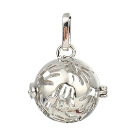 PS110115619 PAX 1 Pendentif Cage et Perle Bola Nature Harmony Grossesse Main de Bébé 16mm couleur Argent Platine