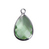Pendentifs Goutte de Verre Vert Clair 22 mm métal Argenté