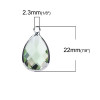 Pendentifs Goutte de Verre Vert Clair 22 mm métal Argenté