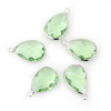 Pendentifs Goutte de Verre Vert Clair 22 mm métal Argenté