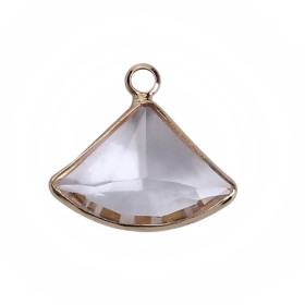 Pendentifs Eventail  Verre Transparents 19 mm métal Doré