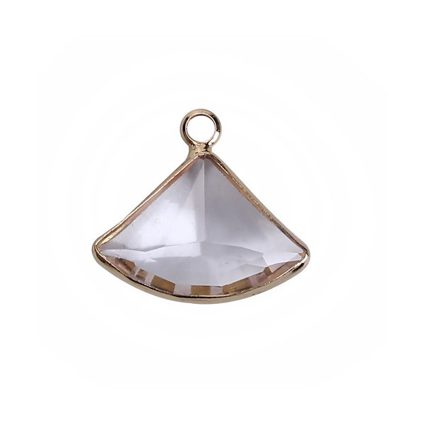 Pendentifs Eventail  Verre Transparents 19 mm métal Doré