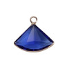PS110100865 PAX 2 pendentifs Eventail  Verre Bleu Foncé 19 mm métal Doré