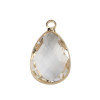 PS110112066 PAX 2 pendentifs Goutte de Verre Transparents 22 mm métal Doré